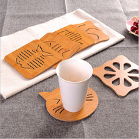 Sous-plat en bois isolant thermiquement, forme carrée ou ronde, créatif, antidérapant, pour la cuisine, utilisation domestique