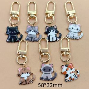 Wholesale Cute UV Cartoon <b>Anime</b> Cat Enamel Charms Kawaii Alloy Kitten Mobile Phone Lanyard <b>Keychain</b> Bag Pendant Accessories - Product Image 6
