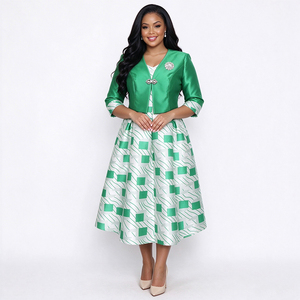 Traje de Vestir Elegante Personalizable ODM para Mujer, Estilo Sirena con Estampado Floral, Ideal para Iglesia, Tallas Grandes - Product Image 4