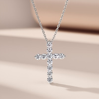 Collier pendentif croix en argent sterling S925 plaqué or avec moissanite pour femme, bijou de luxe tendance hip-hop, entièrement pavé, cadeau