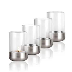 Silver Plated Metal and Glass Tealight <b>Candle</b> Holder for Wedding & Home Tabletop Lights Decoration <b>Tea</b> Light Holder - Product Image 3