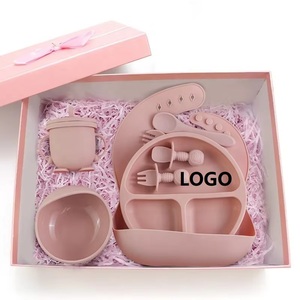 Ensemble de vaisselle pour bébé personnalisable avec logo, sans BPA, assiette à ventouse puissante avec fourchette et cuillère, vente en gros - Product Image 4