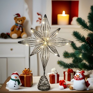 Estrella decorativa para <span class=keywords><strong>la</strong></span> punta del árbol de <span class=keywords><strong>Navidad</strong></span>, iluminación navideña, estrella tridimensional hueca para <span class=keywords><strong>la</strong></span> punta del árbol. - Product Image 2