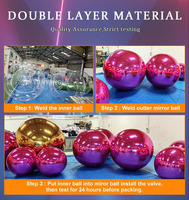 Ballons Géants Gonflables en PVC pour Décoration de Fête, Sphères Métalliques Réfléchissantes, Boules Miroir Brillantes et Imposantes