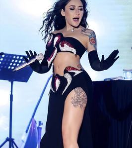 A8577 abito <span class=keywords><strong>da</strong></span> <span class=keywords><strong>donna</strong></span> Sexy <span class=keywords><strong>da</strong></span> <span class=keywords><strong>sera</strong></span> con spalline scintillanti con perline e perline spaccato - Product Image 4