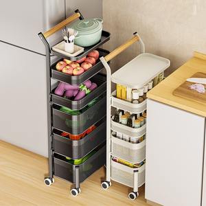 Chariot de rangement XZL à 4 niveaux en maille avec roulettes pour le rangement des légumes et des collations - Product Image 4