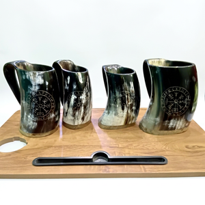 Auténtica Jarra Vikinga Hecha a Mano de Cuerno de Vaca, Ecológica, Arte Folclórico, Nueva Jarra Medieval Vintage para Cerveza/Ale y Jengibre, para Decoración del Hogar y Regalos - Product Image 1