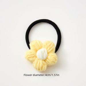 Elástico Crochet Felpa Flor Decoración Mujeres Knit Hair Tie - Product Image 6