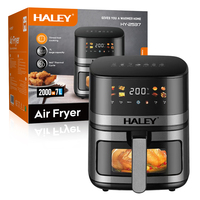 HALEY 5L 2000W Friteuse à air gris-noir avec fenêtre de visualisation LCD, préchauffage rapide, 8 programmes prédéfinis, sans huile, prête à être expédiée, personnalisable OEM