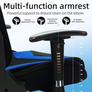Chaise de jeu inclinable avec barre lumineuse LED RGB au design moderne, en cuir PU, échantillon gratuit pour les joueurs, vente en gros en usine bleue - Product Image 6