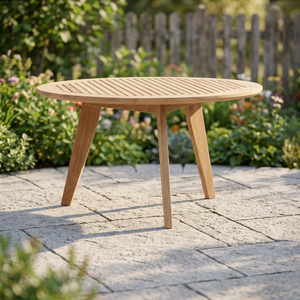 Table de salle à manger extérieure ronde de 6 places en teck massif de qualité supérieure, moderne, imperméable, écologique et durable - Product Image 3