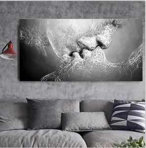 Black <span class=keywords><strong>Love</strong></span> Kiss Canvas Painting stampa astratta Poster immagini casa camera da letto soggiorno decorazione Wall <span class=keywords><strong>Art</strong></span> - Product Image 1
