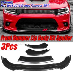 ชุดแต่งกันชนหน้ารถยนต์ลายคาร์บอนไฟเบอร์/สีดำ 3 ชิ้น สำหรับ Dodge Charger SRT ปี 2015-2019 - Product Image 1