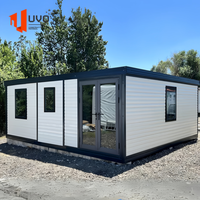 Maison conteneur extensible de 20 pieds à toit plat, préfabriquée, modulaire, ADU, cabane portable, structure en acier isolée, studio de location pour jardin