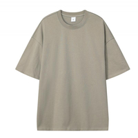 T-shirt en coton tricoté pour homme, coupe droite, col ras du cou, épaules tombantes, 300 g/m², rose, impression numérique, style streetwear