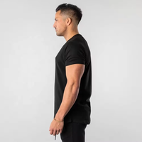 Slim Fit été hommes noir 95% coton 5% élastique Scoop bas palangre Gym t-shirt Hip Hop hommes grand t-shirt