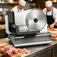 Trancheuse Électrique Domestique 150W avec Moteur 5430, Machine à Couper la Viande et les Charcuteries Haute Productivité, 2 Lames Amovibles en Acier Inoxydable 7.5