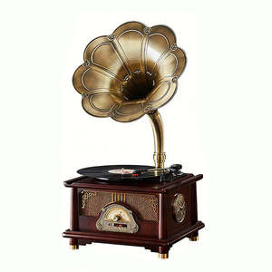 Gramófono Retro Mini Personalizado de Fábrica, Tocadiscos Inalámbrico BT, Decoración de Escritorio para el Hogar, Reproductor de Discos de Madera, Portátil, Funciona con Batería - Product Image 1
