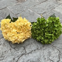 Groene Hortensia Single Flower Soft Nep Bruiloft Bloem Voor Valentijnsdag Voor Buitenlandse Handel Simulaties Groothandel Beschikbaar