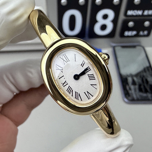 นาฬิกาข้อมือทรงรีดีไซน์หรูหราสไตล์ฝรั่งเศสใหม่ล่าสุดสำหรับผู้หญิง ชุบทอง 18K ตัวเรือนสแตนเลสสตีล ควอตซ์ นาฬิกาข้อมือสุดหรู - Product Image 2