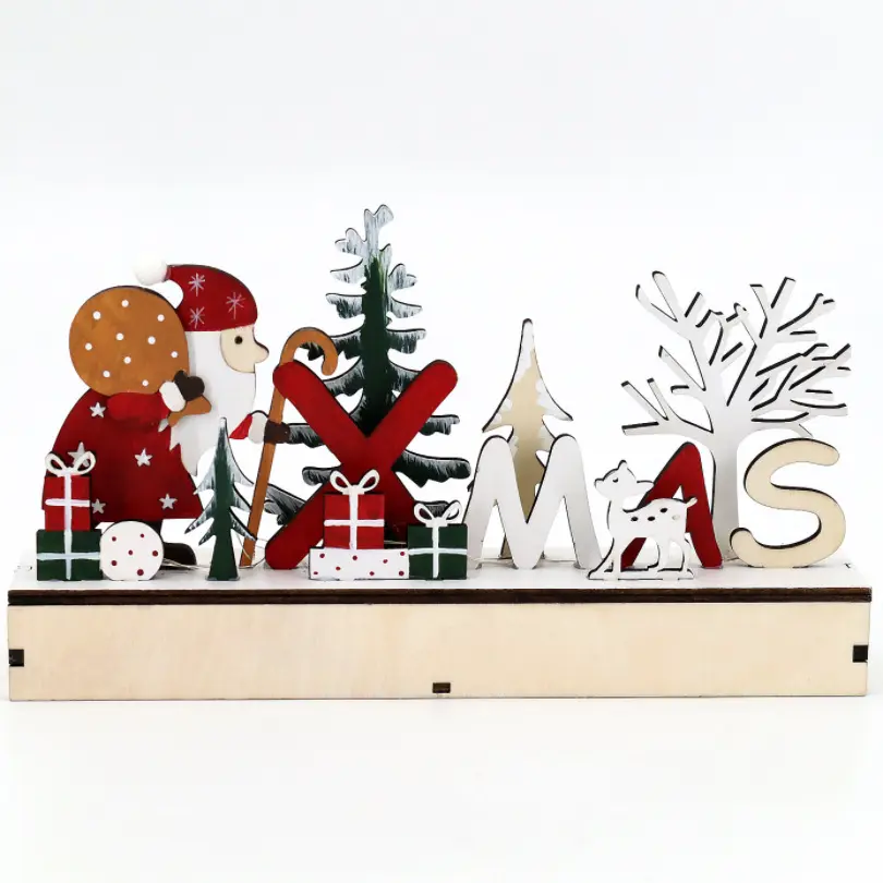 Kerst Benodigdheden Houten Kerstversiering Santa Belettering Tafelblad Houten Ambachten Feest Kerst Tafel Decoraties