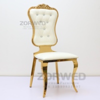 Chaises de mariage empilables en métal doré de luxe pour événements et salons, mobilier d'hôtel commercial, vente en gros à prix réduit