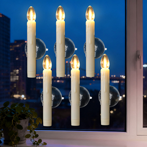 เทียน LED ขนาด 6.7 นิ้ว พร้อมเซ็นเซอร์ตรวจจับแสงสว่างและความมืด จำนวน 6 ชิ้น ใช้แบตเตอรี่ ไม่มีเปลวไฟ พร้อมถ้วยดูดติดกระจก - Product Image 1