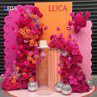 Nouvelle combinaison de couleurs orange et rose vif, chemin de table en fleurs au toucher réel pour la décoration de baby shower, idéal pour la décoration d'événements