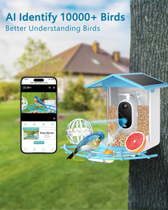 Mangeoire à oiseaux intelligente 2K HD avec caméra, WiFi 2,4 GHz, alimentée par énergie solaire, identification des espèces d'oiseaux et alertes en temps réel, IP65 - Product Image 2