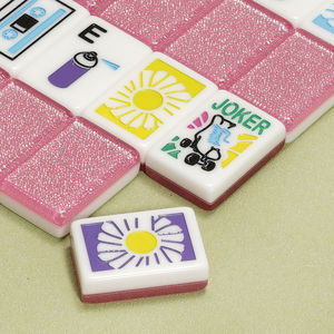 Ensemble <span class=keywords><strong>de</strong></span> <span class=keywords><strong>mahjong</strong></span> américain <span class=keywords><strong>de</strong></span> luxe <span class=keywords><strong>en</strong></span> acrylique léger, rose scintillant, à motifs double couche, 160 pièces, pour jeux <span class=keywords><strong>de</strong></span> divertissement - Product Image 3