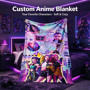 <span class=keywords><strong>Couverture</strong></span> Anime Personnalisée, <span class=keywords><strong>Couverture</strong></span> Polaire Douce et Chaude à Imprimé Personnalisé, Cadeau Idéal pour les Fans et les Filles - Product Image 1