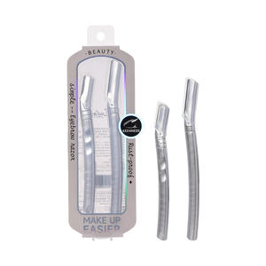 Lmltop - Paquete de dos recortadores de cejas plateados, herramienta de maquillaje con punta inclinada de acero inoxidable para un aseo fácil - Product Image 1