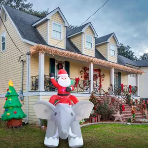 6ft Babbo Natale su un elefante gonfiabile decorazione di natale decorazione per feste all'aperto e decorazioni natalizie forniture