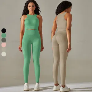 Hot Selling Sexy Custom 2 Piece Outfit Activewear Set Women Spring 2023 Sports Gym Fitness Workout High Quality Yoga Sets