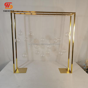 Arche de mariage en fer doré géométrique carrée, support de toile de fond amovible, taille personnalisable, décoration de mariage - Product Image 2