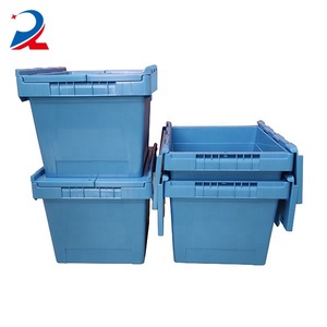 Colorful Stacking <strong>Plastic</strong> Round Trip Totes <strong>Attached</strong> <strong>Lid</strong> Tote Box <strong>Crates</strong> Size 600*400*300mm - Product Image 6