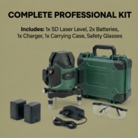 Niveau laser vert professionnel industriel DIY 5 lignes 360° auto-nivelant 16 points Outil de traçage horizontal/vertical 18650