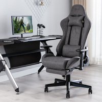 Chaise de jeu de course à siège large inclinable ergonomique en tissu d'usine avec repose-pieds chaise de jeu chaise de jeu avec accoudoir réglable