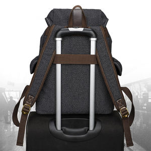 Poivre <span class=keywords><strong>sel</strong></span> toile peau de vache cordon sac à bandoulière décontracté sac à dos pour ordinateur portable voyage en plein air sacs à dos pour hommes - Product Image 6