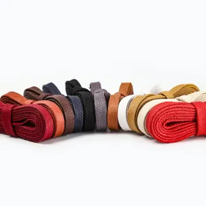 Vtie कस्टम मोम कपास जूता लेस 8MM फ्लैट लच्छेदार कपास Shoelaces स्नीकर्स के लिए उच्च गुणवत्ता वाले फ्लैट लच्छेदार लेस 12 रंग