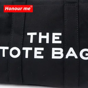 En çok satan moda özelleştirilmiş pamuklu el çantası logolu özel baskılı tuval Tote çanta