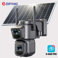 Kamera PTZ Tenaga Surya 4G CMOS IP66 Tahan Air Layar Ganda Pelacakan AI Aplikasi O-kam Pro Luar Ruangan Sudut Lebar 24/7 Terus Menerus
