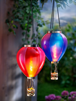 Lanterne solaire décorative de jardin en forme de montgolfière à flamme vacillante suspendue