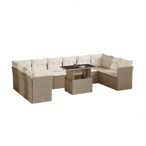 Ensemble de canapés de jardin en rotin beige, meubles d'extérieur modulaires, 6 places, design contemporain - Product Image 1