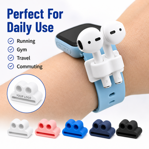 Soporte de silicona antipérdida para auriculares <span class=keywords><strong>AirPods</strong></span>, clip para correa de reloj, funda de almacenamiento portátil para Apple Watch, soporte deportivo para auriculares - Product Image 4