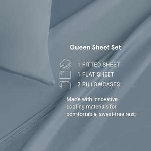 Juego de Sábanas Tamaño Queen, Refrescantes, Absorbentes de Humedad, Antiarrugas, Incluye Sábana Plana, Sábana Ajustable y Fundas de Almohada, Color Azul Cielo - Product Image 2