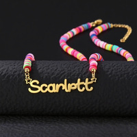 Bijoux en gros or nom personnalisé collier pendentif en argile polymère