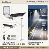 Lámpara Solar de Calle MG60 de Alta Eficiencia, 300W, IP65, para Exteriores, LED de Larga Duración, 5 Años de Garantía, Control Remoto, Aluminio