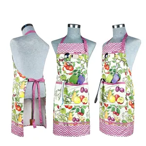 Printing Cotton Cooking Aprons For Women Restaurant Waiter Household Kitchen Cleaning Cook Chef Apron