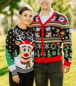 Fabricant OEM personnalisé pull de Noël moche pour <span class=keywords><strong>hommes</strong></span> col en V lumineux cardigan drôle de Noël en acrylique pour <span class=keywords><strong>hommes</strong></span> - Product Image 1